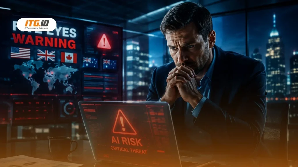 Ilustrasi ancaman shadow AI pada keamanan data perusahaan